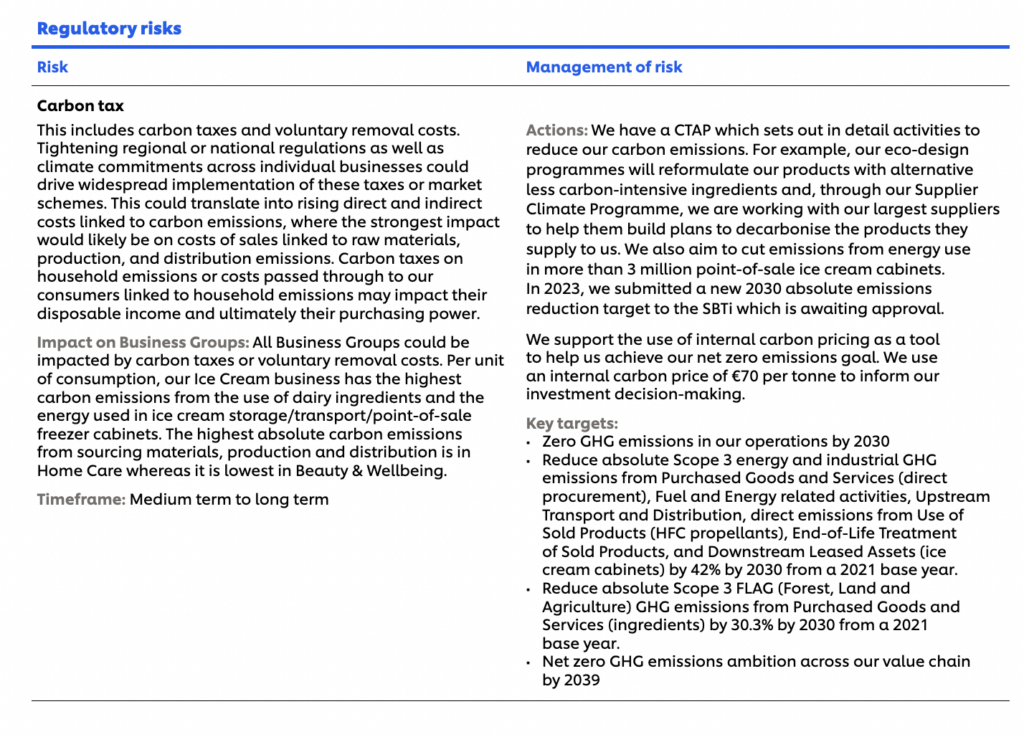 unilever report screenshot