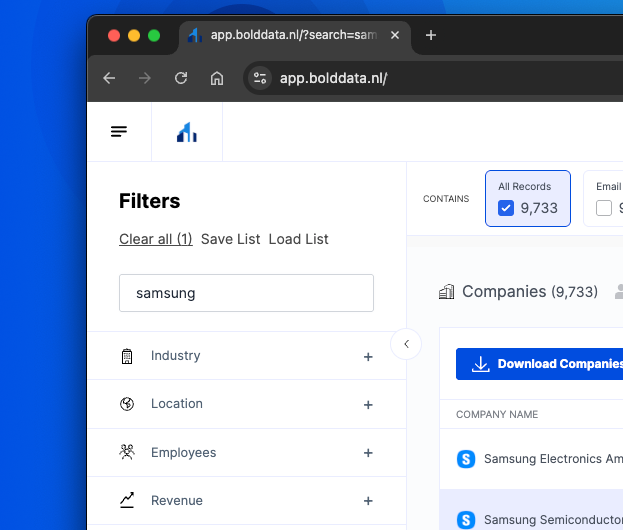 CompanyData.com by BoldData dashboard