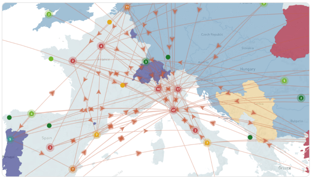 European supply chain network map