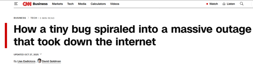 How a tiny bug spiraled into a massive outage that took down the internet news article headline