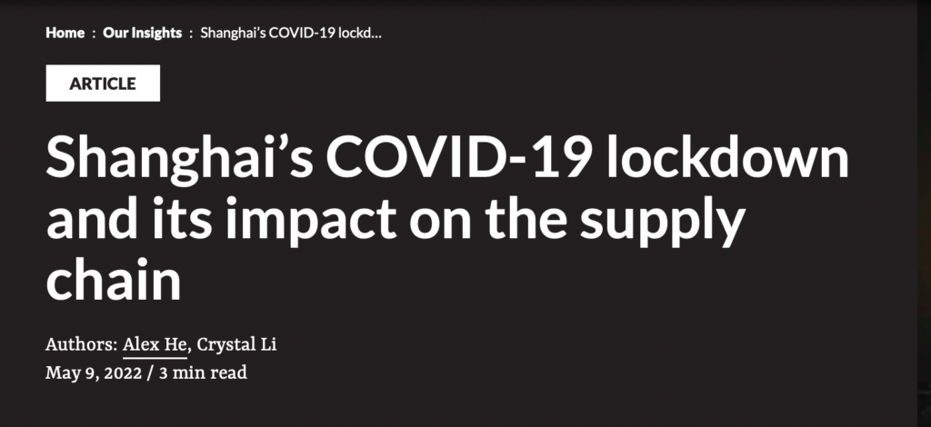Shanghai’s COVID-19 lockdown and its impact on the supply chain news headline