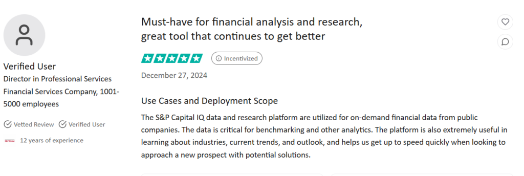 S&P Capital IQ Pro user review