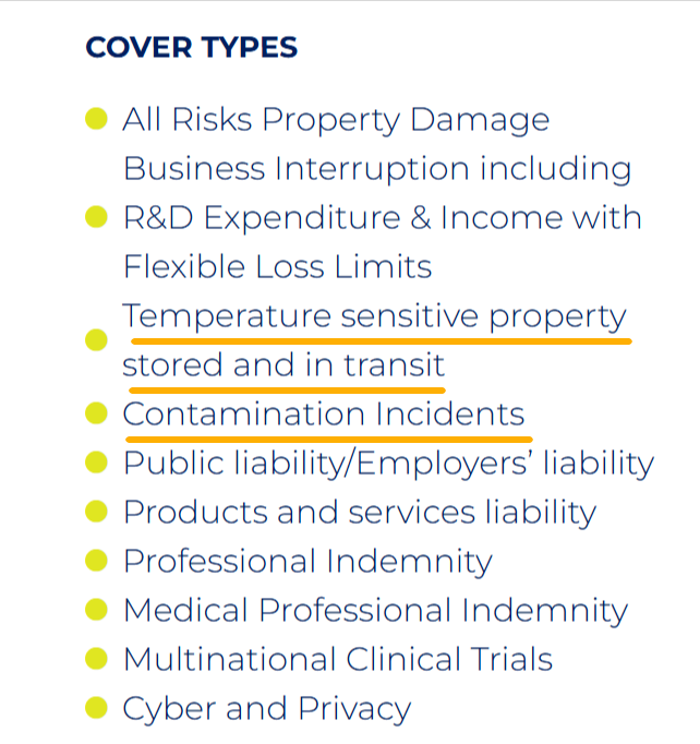 Insurance coverage types for research and laboratory risks infographic