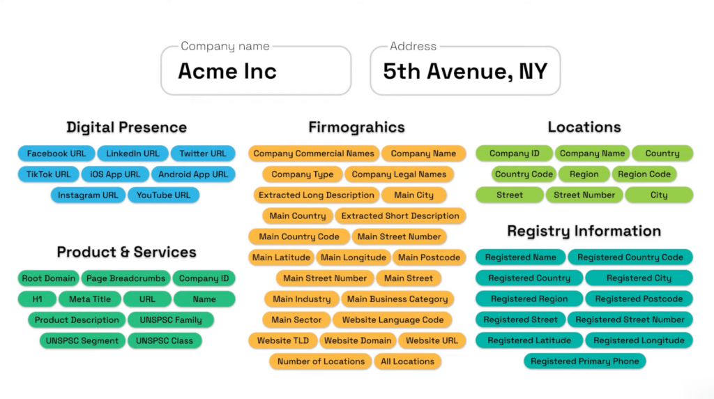 Company data fields overview