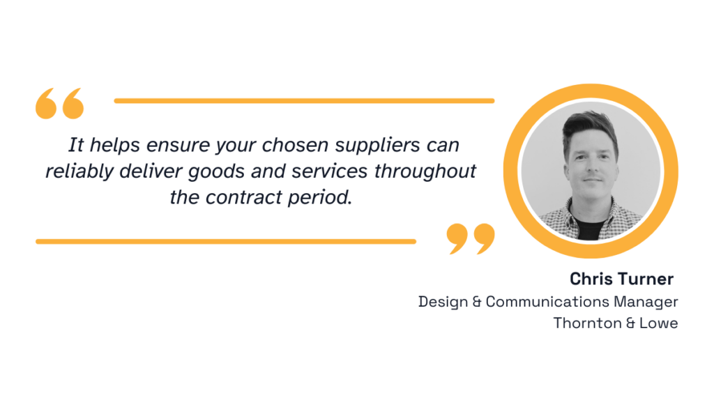 quote on how a supplier’s financial stability is a good indicator of their reliability