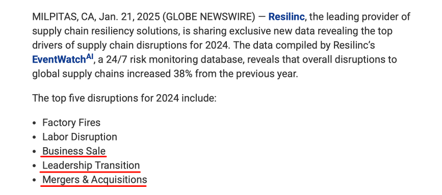 Supply chain disruption report excerpt