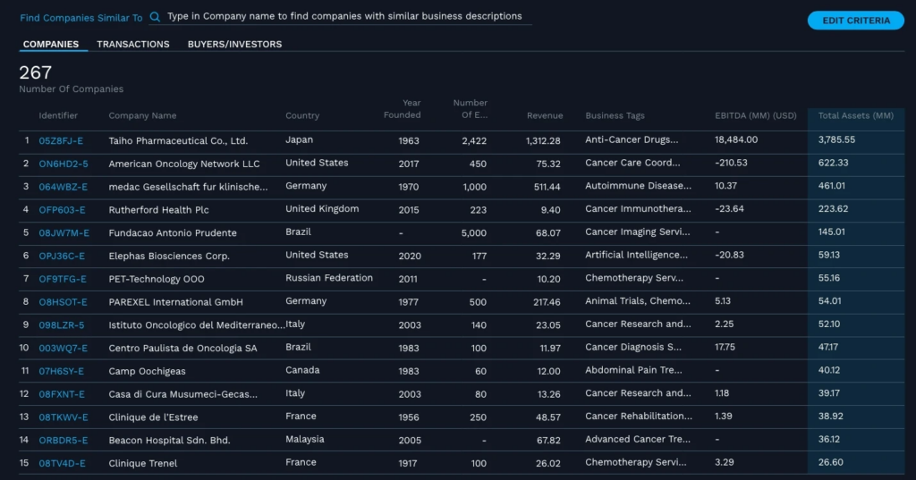 factset tool screenshot
