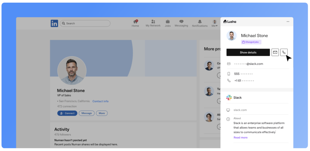 Lusha dashboard