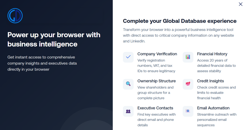 Global Database dashboard