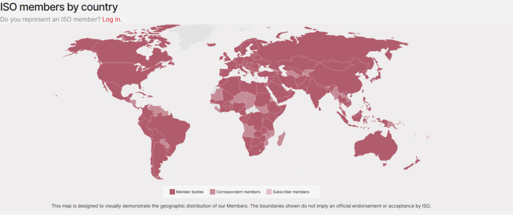 ISO members by country map
