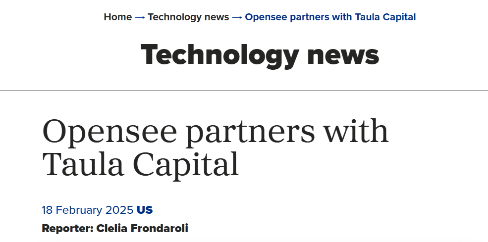 Opensee partners with Taula Capital news article headline