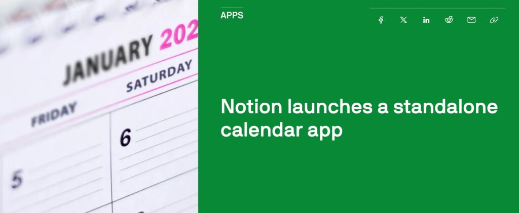 Notion launches a standalone calendar app news article headline